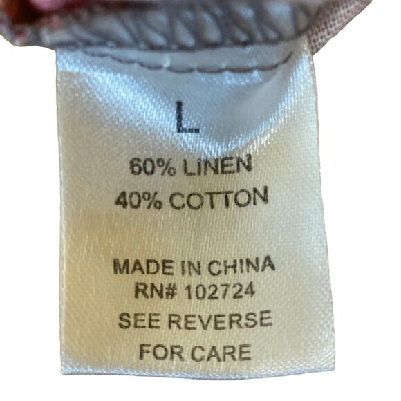 Harvé Benard Womens Floral Linen-Cotton Button-Up Shirt L - Picture 4 of 5